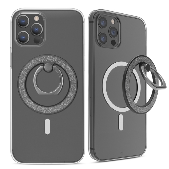 MagSafe Phone grip Holder Kickstand Phone Grip Finger Ring Grip Black Glitter - Picture 3 of 8